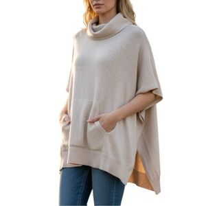 Part Two draped sleeveless turtleneck poncho sweater size S excellent condition